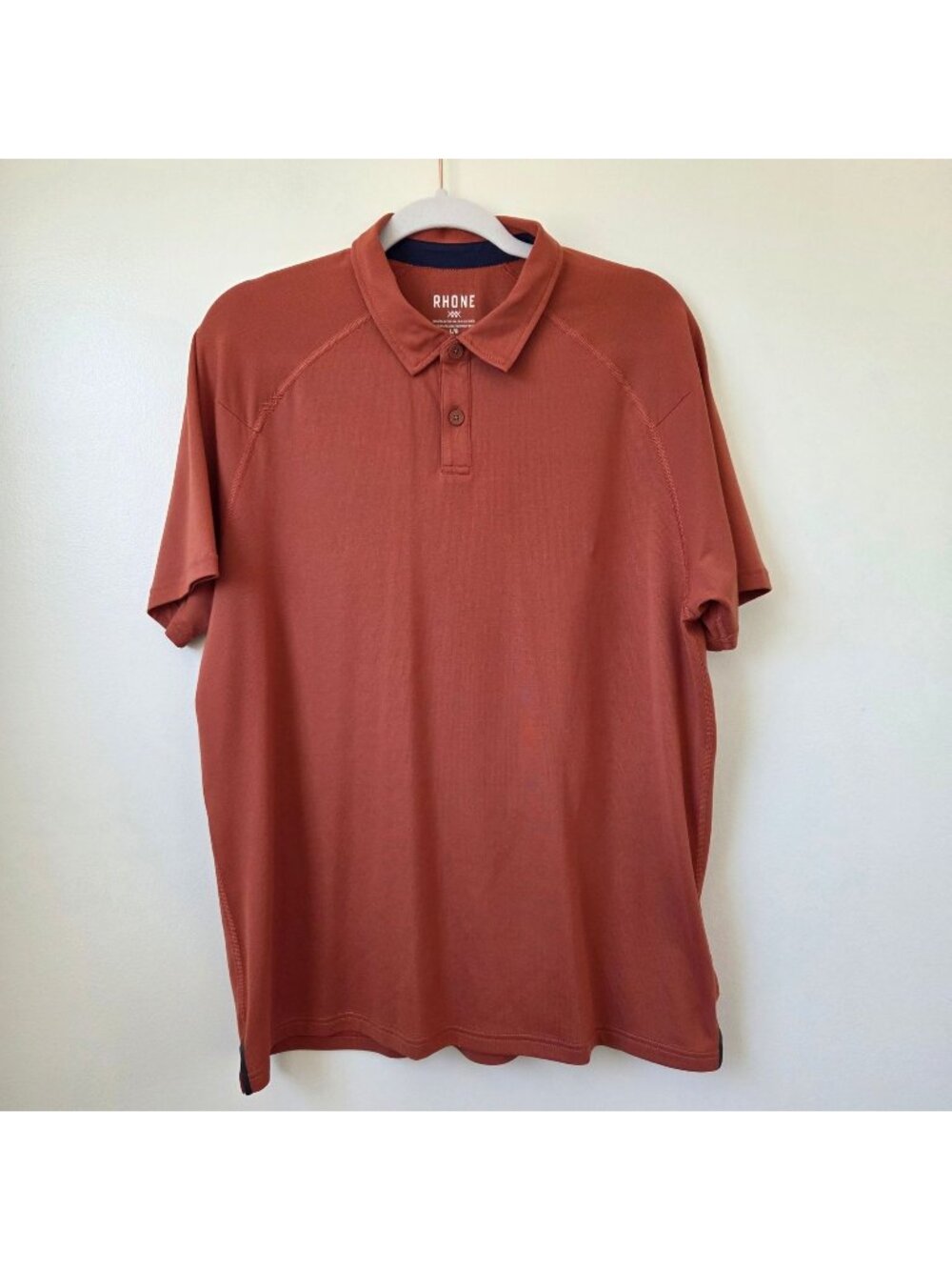Rhone Delta Pique Polo Shirt Men's Large Orange Short Sleeve Performance